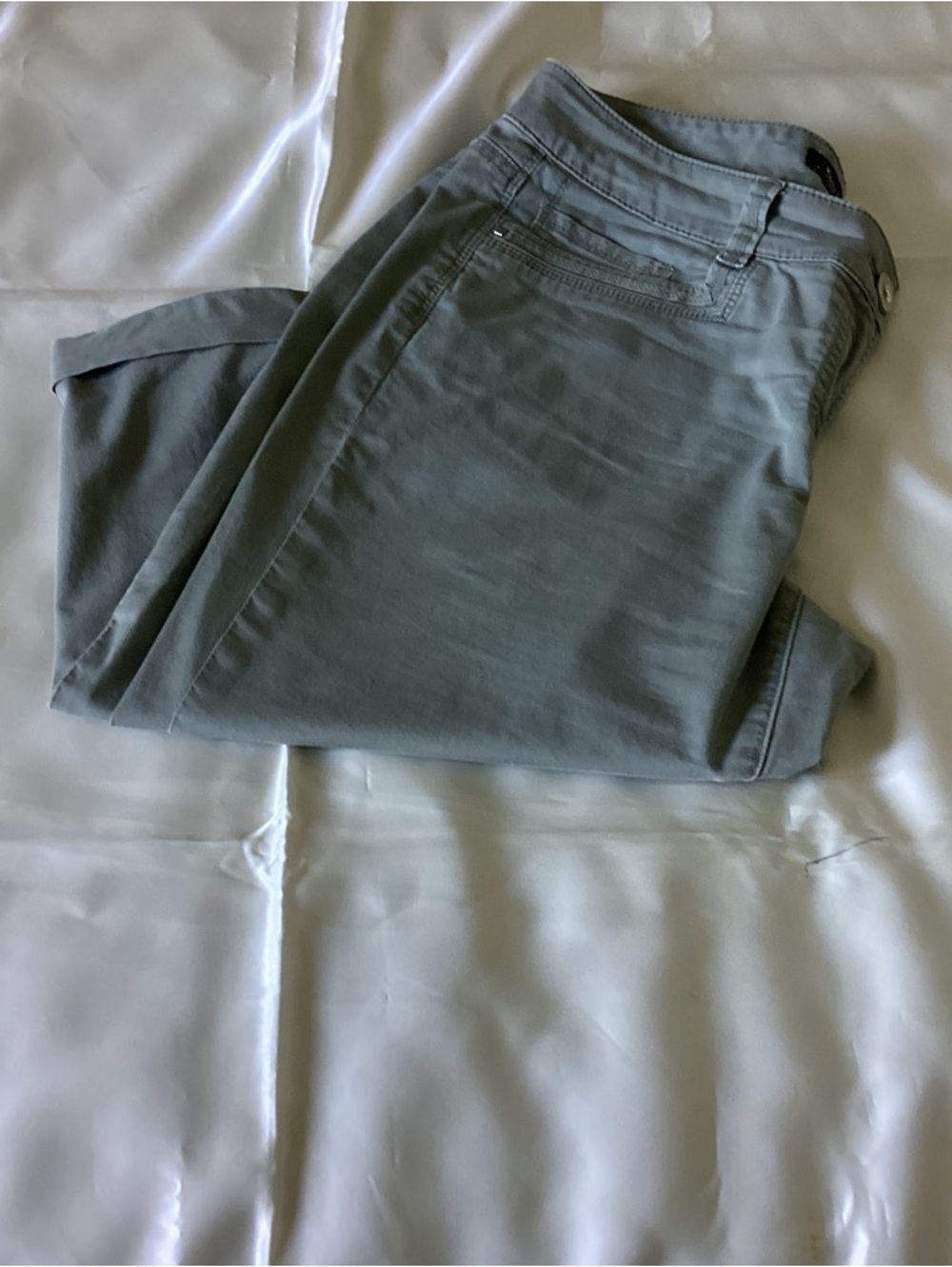White House Black Market Women's Straight Leg capris green-gray